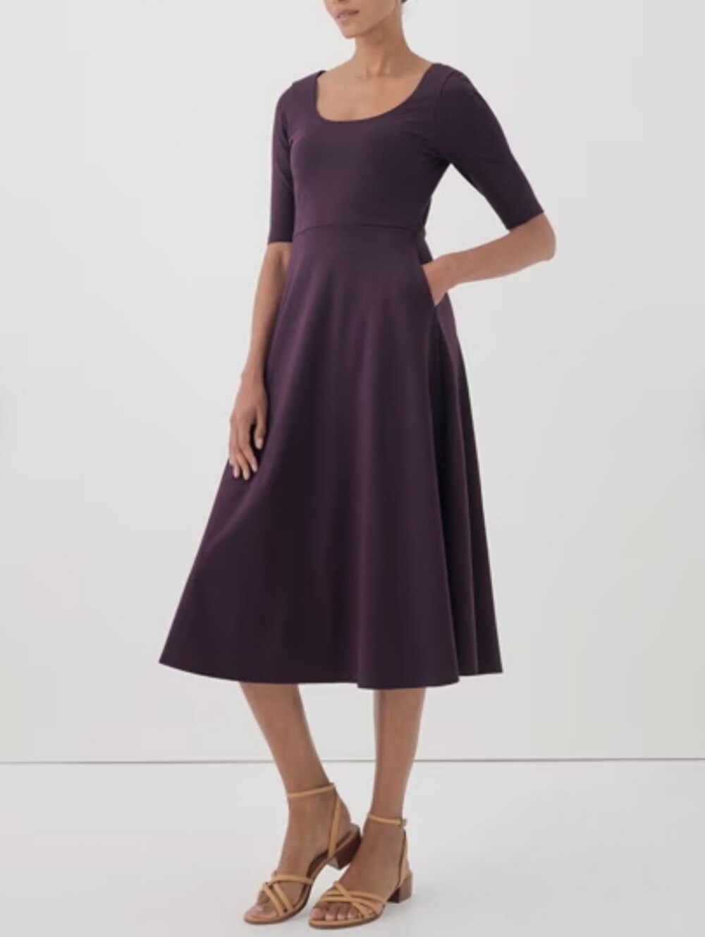 Pact Fit & Flare Double Scoop Neck Jersey Organic Cotton Dress Size XL
